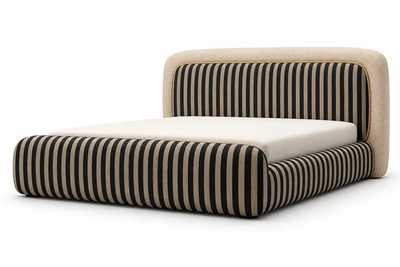 Striped Inset Headboard Bed