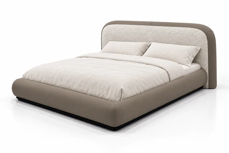 Taupe & Ivory Headboard Bed