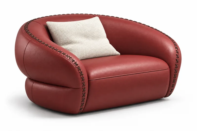Red Woven-Edge Armchair