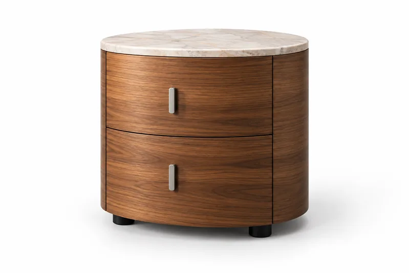 Rounded Double-Drawer Nightstand