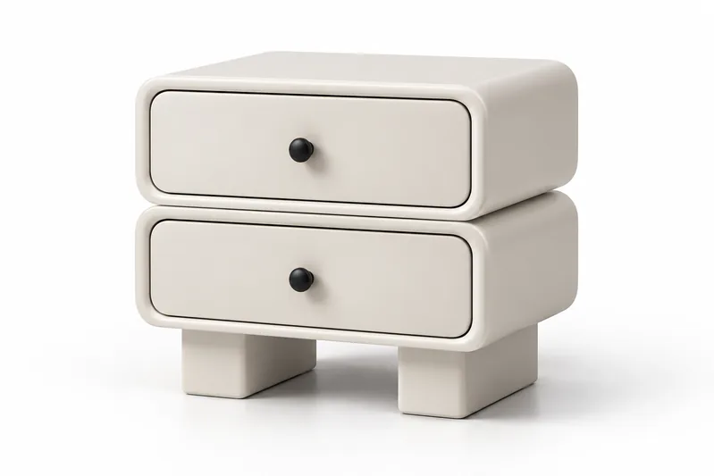 Cream Double-Box Nightstand
