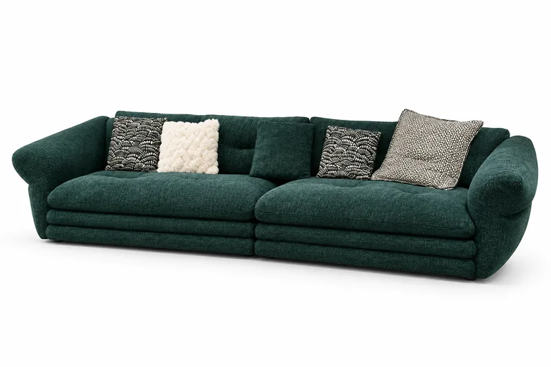 Teal Roll-Back Sofa