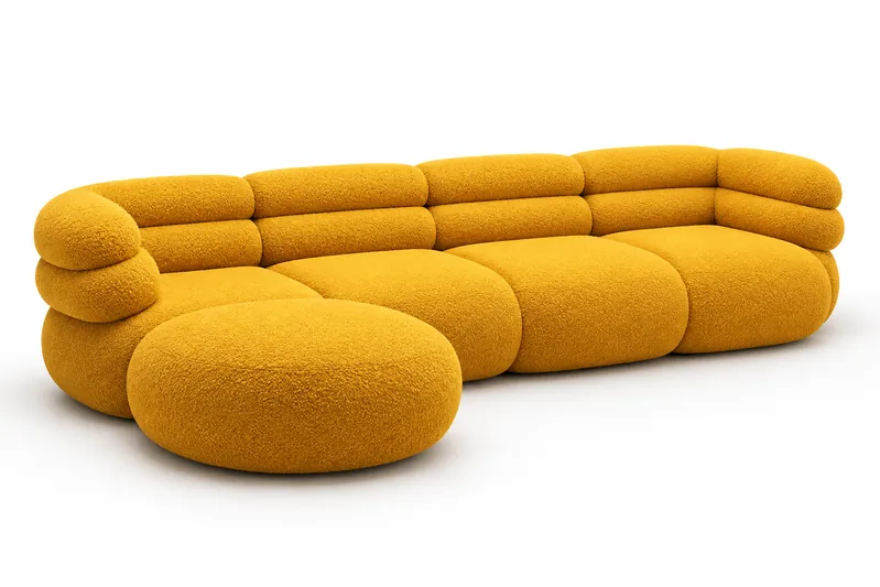Yellow Double-Roll Sofa