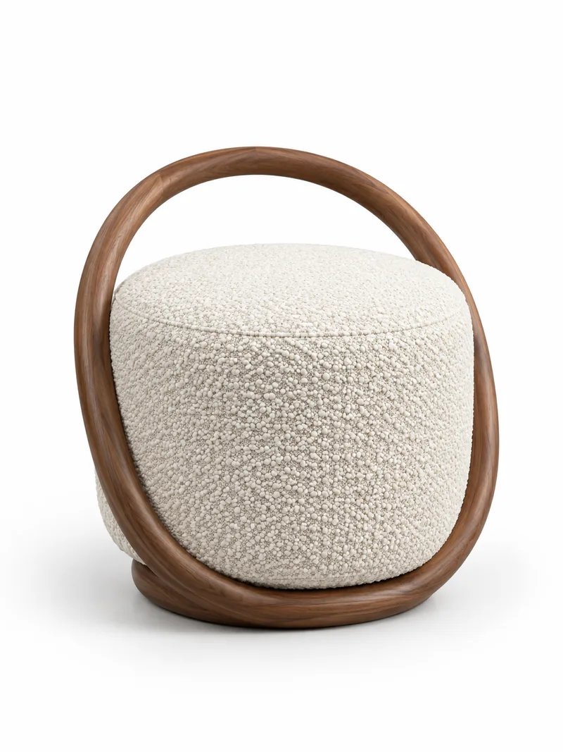 Cream Ring-Handle Ottoman