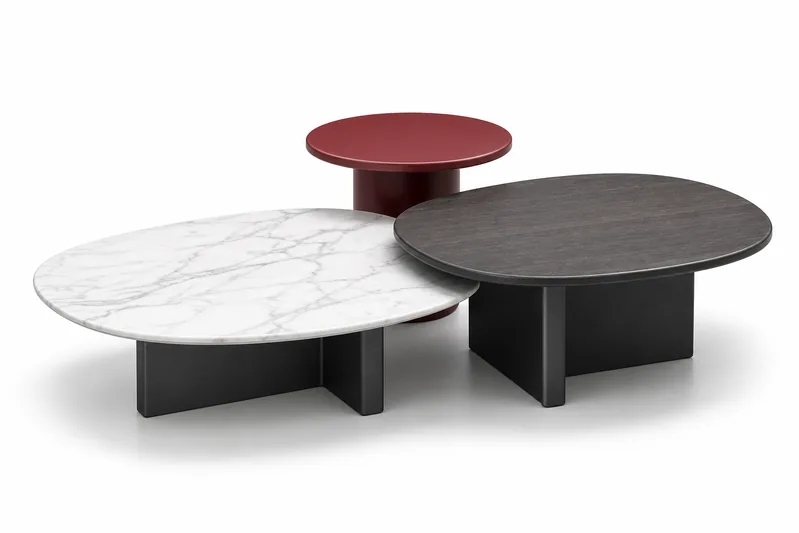 Brown, White & Red Table Trio