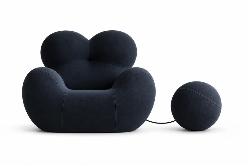 Black Sculptural Lounge Chair & Sphere