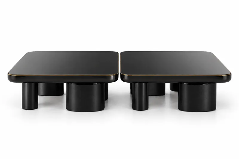 Black Rounded Coffee Table Pair
