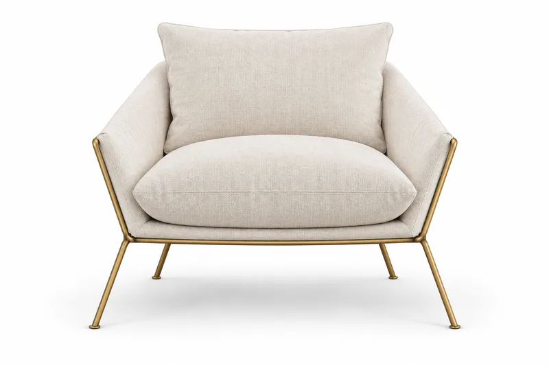 Ivory Gold-Frame Armchair