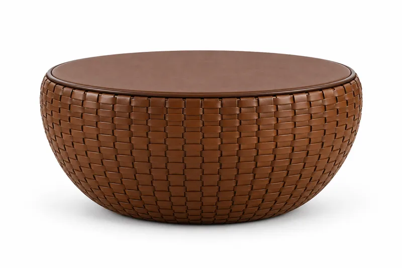 Brown Woven-Pattern Low Table