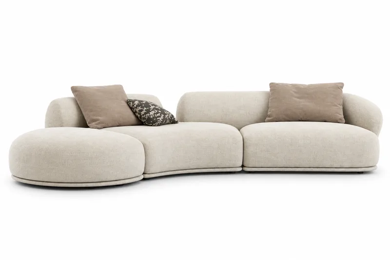 Ivory Curved Chaise Sofa